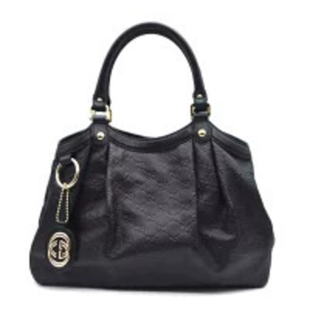 GUCCI Shima Guccissima Suki Leather Handbag Noir Black